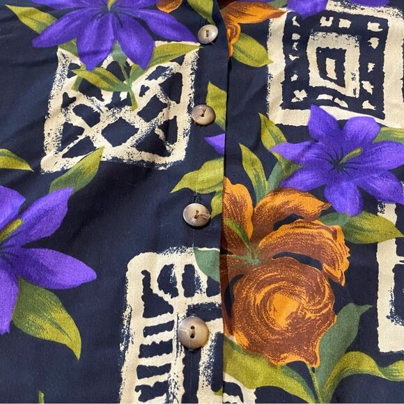 Vintage Cristin Stevens Floral Tribal Print Short Sleeve Button Up Blouse Size M - Picture 5 of 14